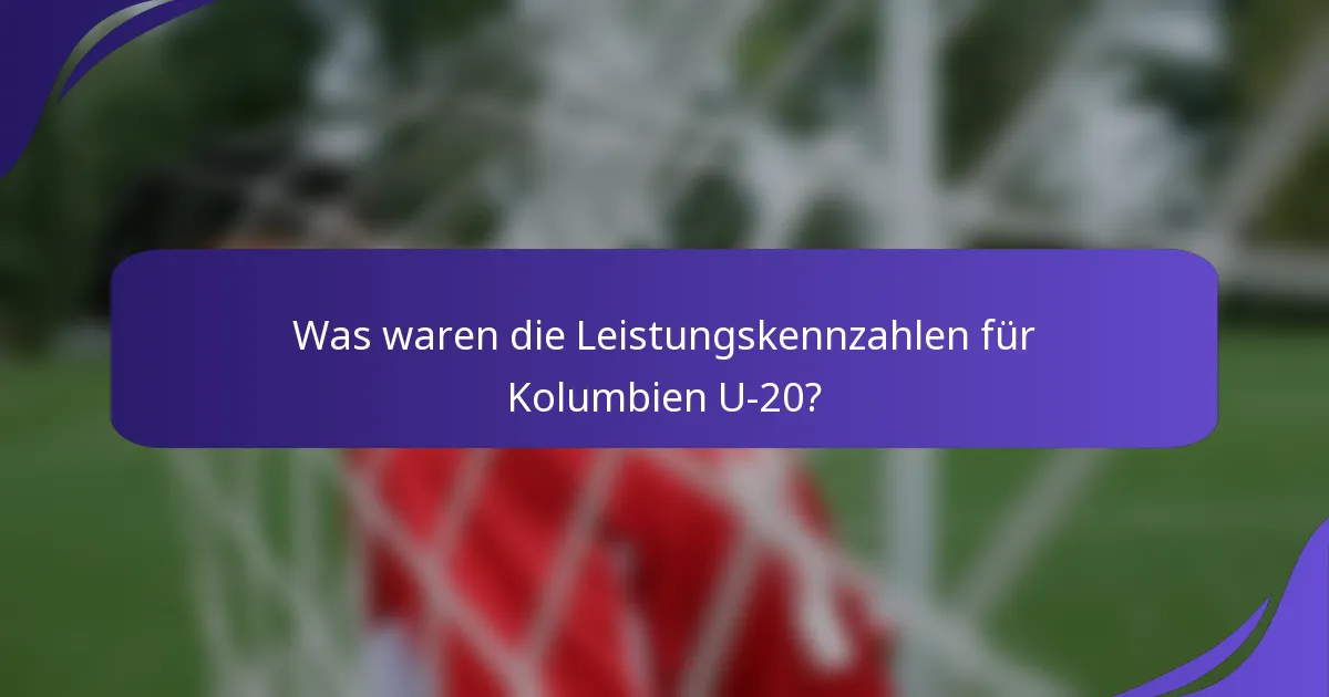 Was waren die Leistungskennzahlen für Kolumbien U-20?