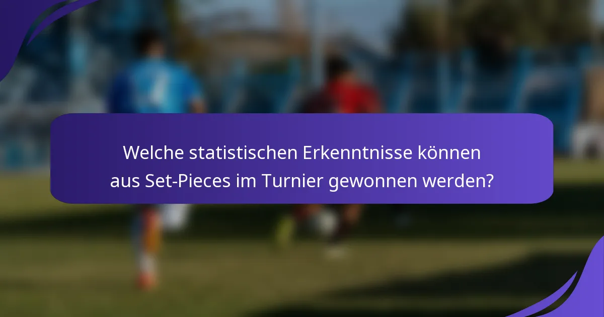 Welche statistischen Erkenntnisse können aus Set-Pieces im Turnier gewonnen werden?